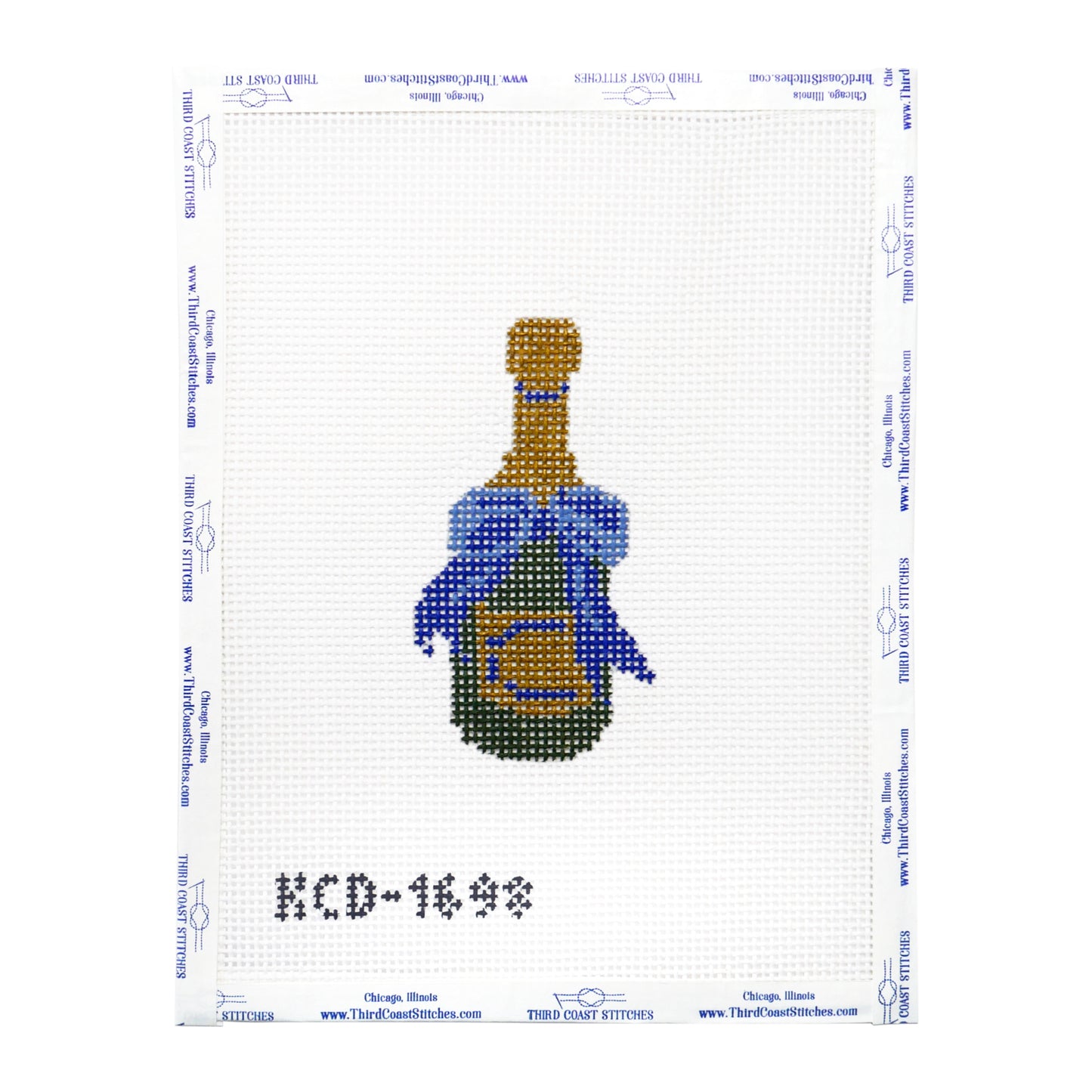 Champagne Bottle with Blue Bow
