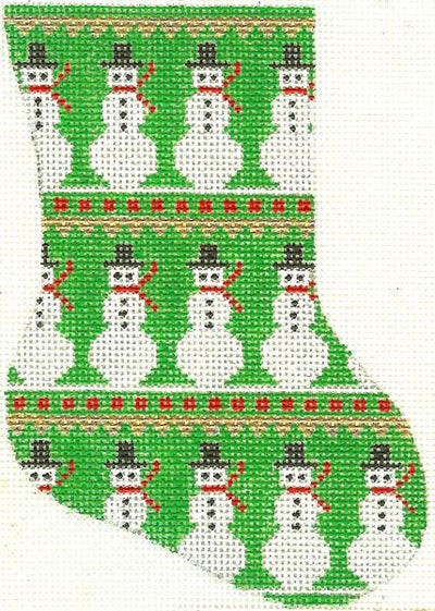Snowmen Minisock (green background) 4 x 5.5