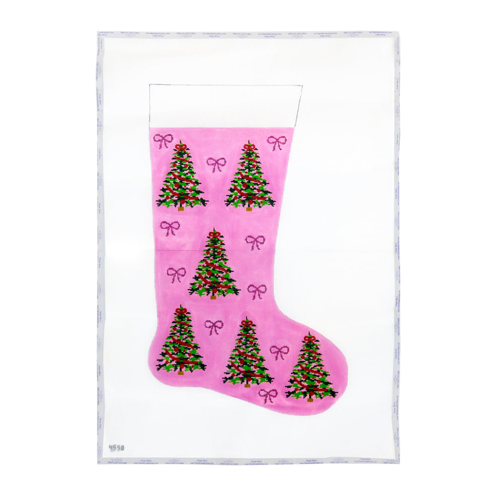 Christmas Trees on Pink Stocking