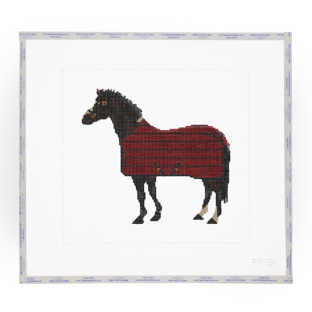 Brown Horse with Red Blanket