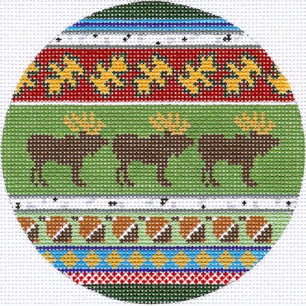 Moose and Acorns Ornament 4.25 circle