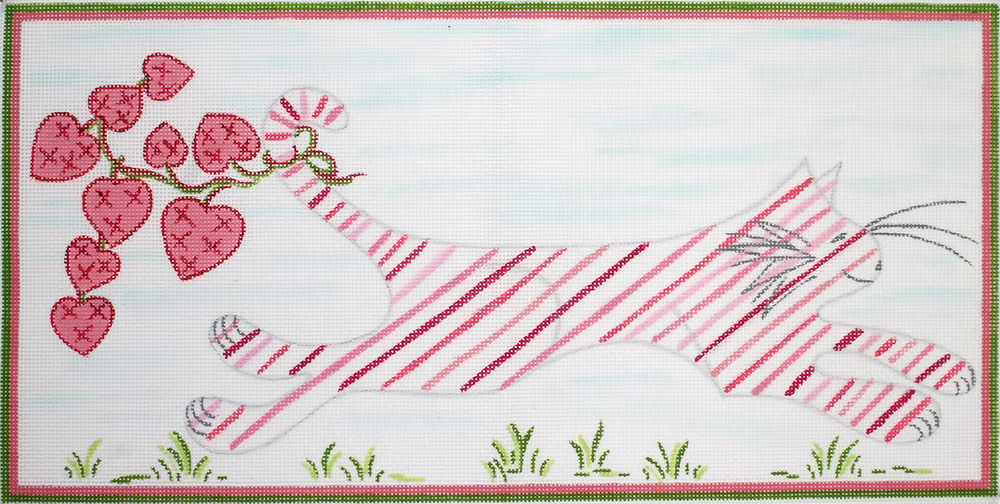 Jilly Walsh Kitty Running Through Grass with Hearts