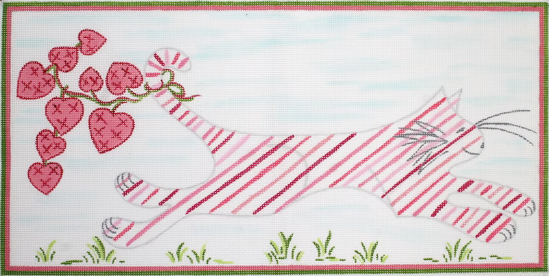 Jilly Walsh Kitty Running Through Grass with Hearts