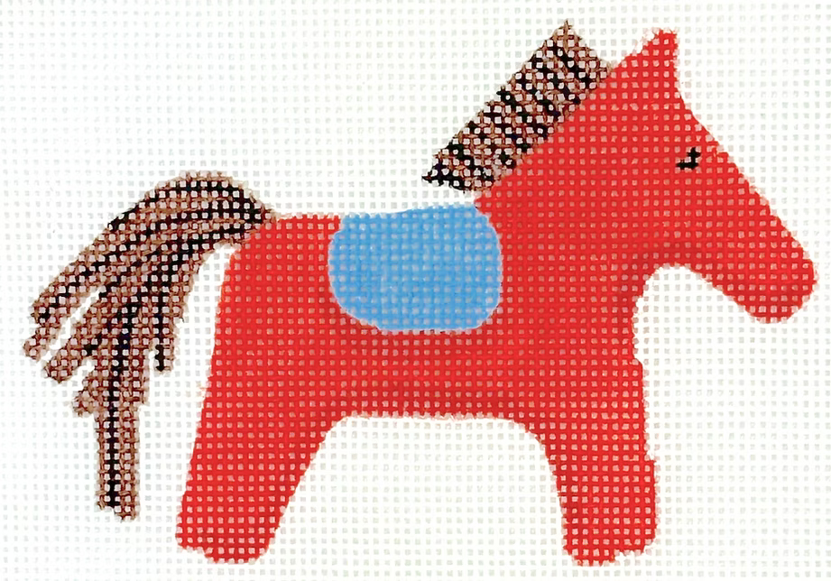 Mini/Bag Charm – Hermès Horse w/ Saddle – orange, brown & blue