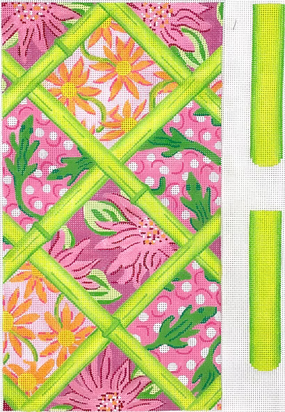 Envelope Clutch w/ Sides – Lilly-inspired Patchwork w/ Bamboo – pinks, greens &
