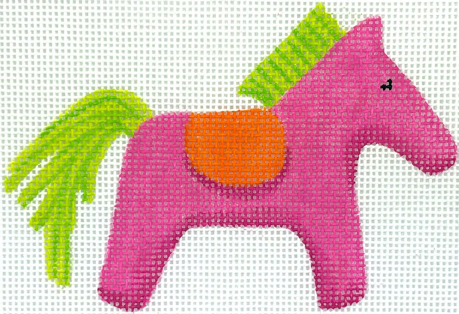 Mini/Bag Charm – Hermès Horse w/ Saddle – hot pink, lime & orange