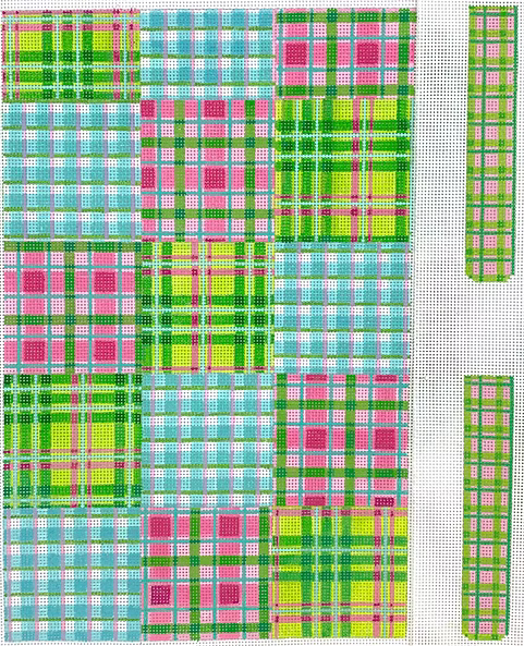 Envelope Clutch w/ Sides – Madras Patchwork – pinks, greens, & turquoise