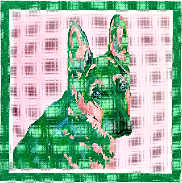 Megan Carn – German Shepherd – greens & pinks
