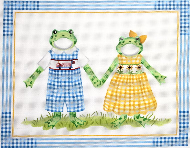 Kelly Rightsell – Boy Frog in Blue Gingham and Girl Frog in Yellow Gingham