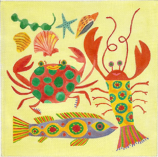 Shannon Snow – Sea Life – on soft yellow