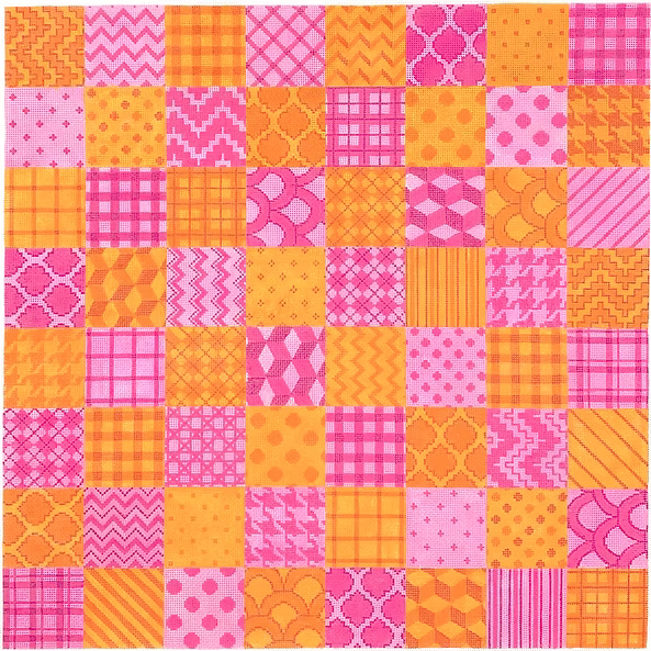 Chess/Checkers Board – Geometric patterns – pinks & oranges