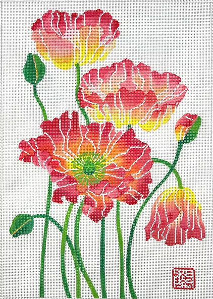 Gabby Malpas – Poppies #1 – reds, corals, oranges, yellows & greens
