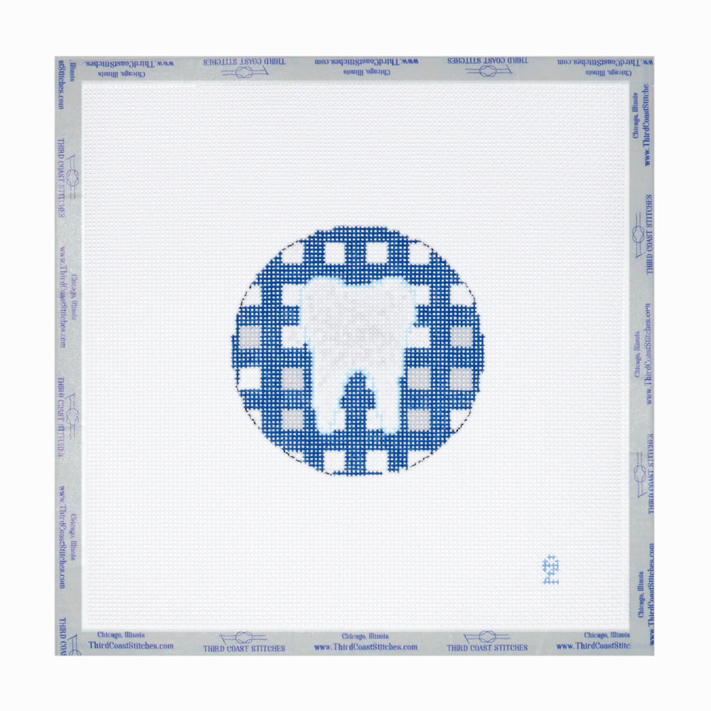 Tooth Ornament: Blue Gingham