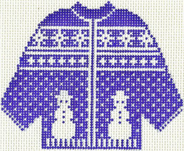 Blue Snowman Sweater Ornament 5.5 x 4.25