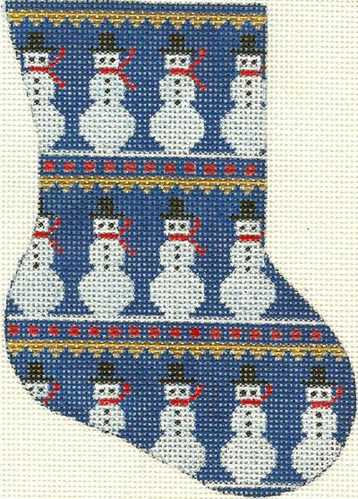 Snowmen Minisock (blue background) 4 x 5.5