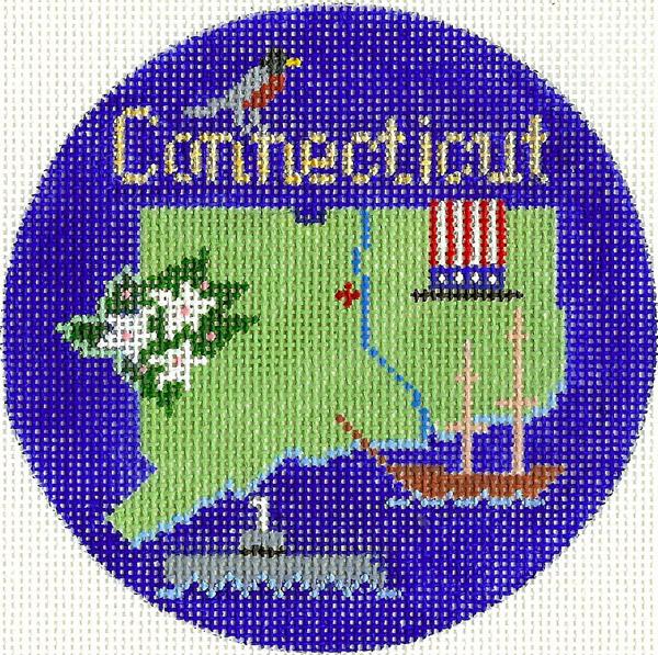 Connecticut Ornament 4.25 circle