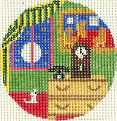 Bears in Chairs Ornament 4.25 circle