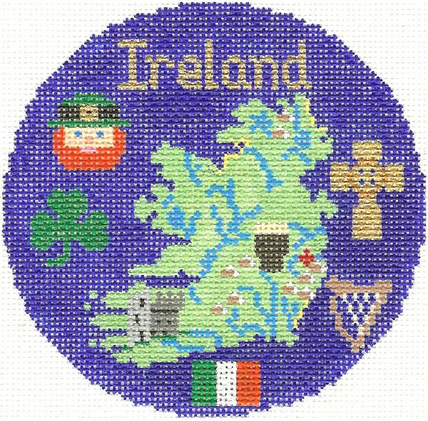 Ireland Ornament 4.25 round – Celtic Cross (Christianity), Harp, Guinness, Mountains
