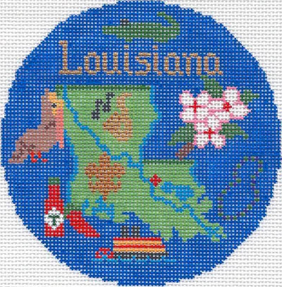Louisiana Ornament 4.25 round – Mardi Gras beads design