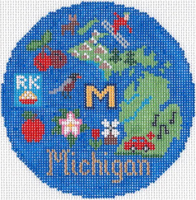 Michigan Ornament 4.25 round – Rice Krispies (Battle Creek), Porcupine Mountains