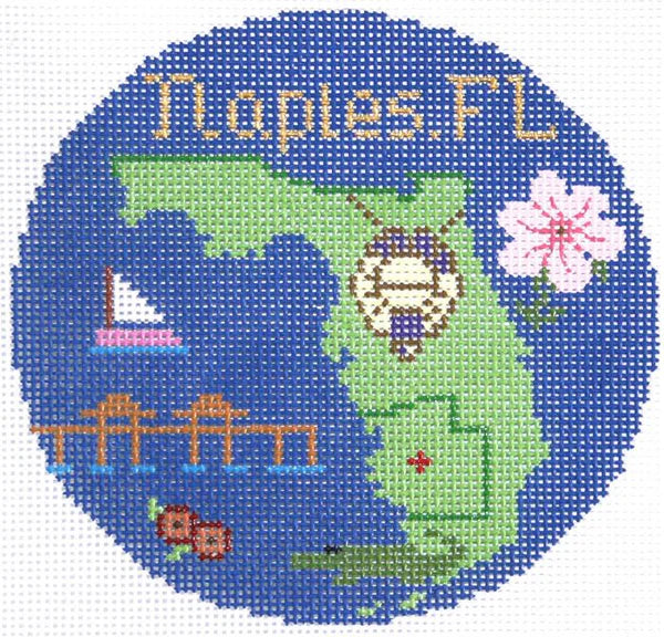 Naples, FL Ornament 4 rnd 18M – Naples City Pier