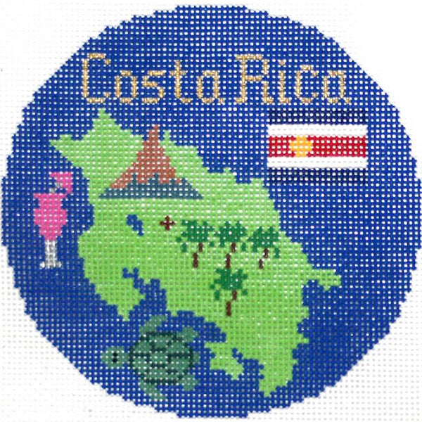 Costa Rica Ornament 4 rnd 18M – includes country flag, Arenal Volcano