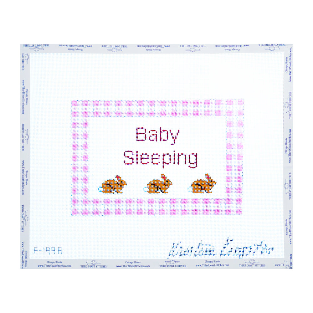 Gingham Baby Sleeping Bunny: Pink