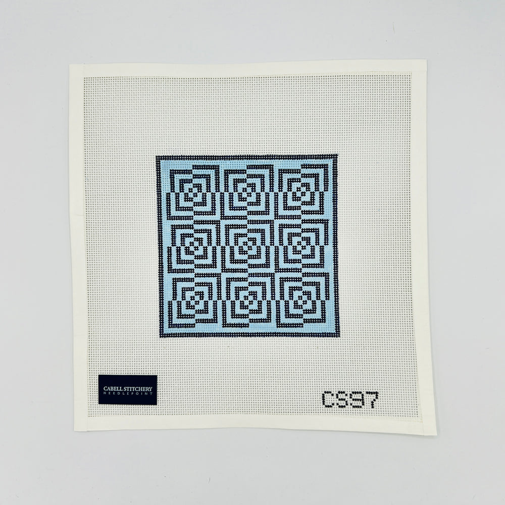 Geometric Flowers - blue