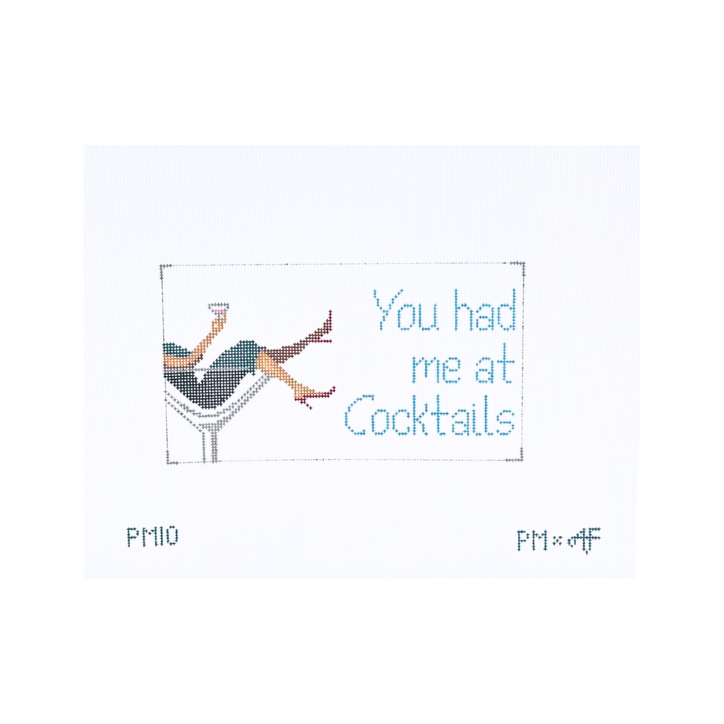 You had me at Cocktails 18 mesh Needlepoint Canvas - 18 mesh
