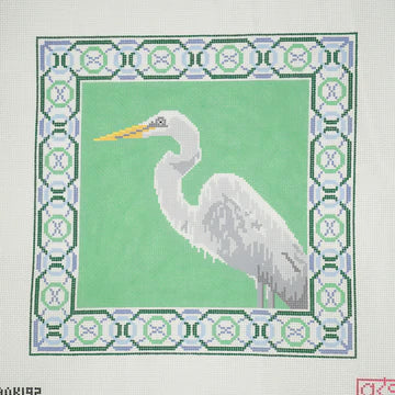 Egret on Green pillow