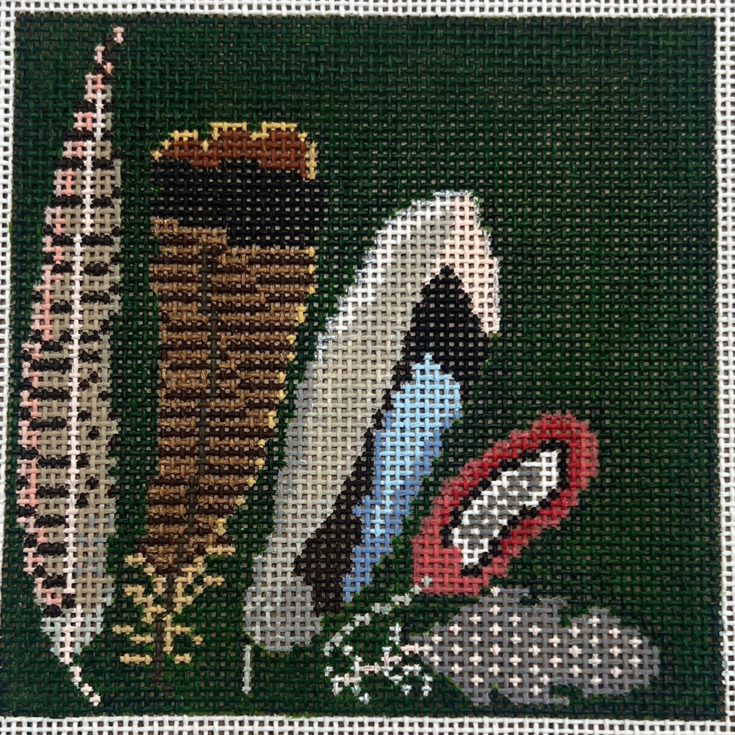 Game Bird Feathers Coaster-Green