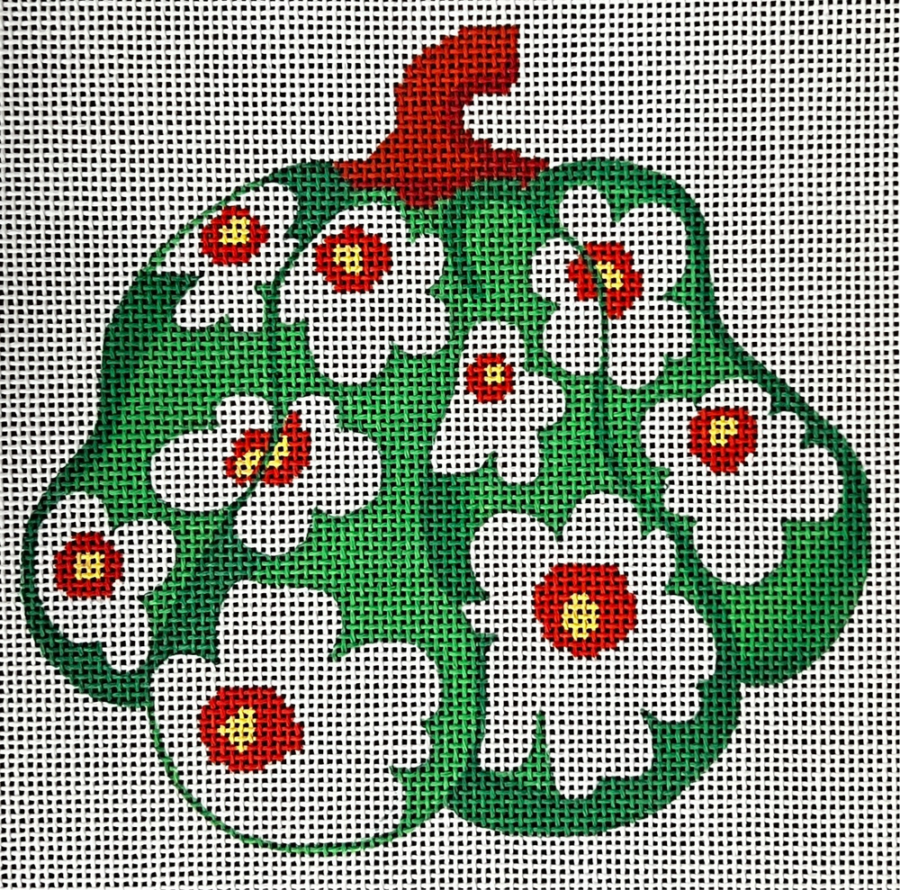 Green & White Floral Gourd