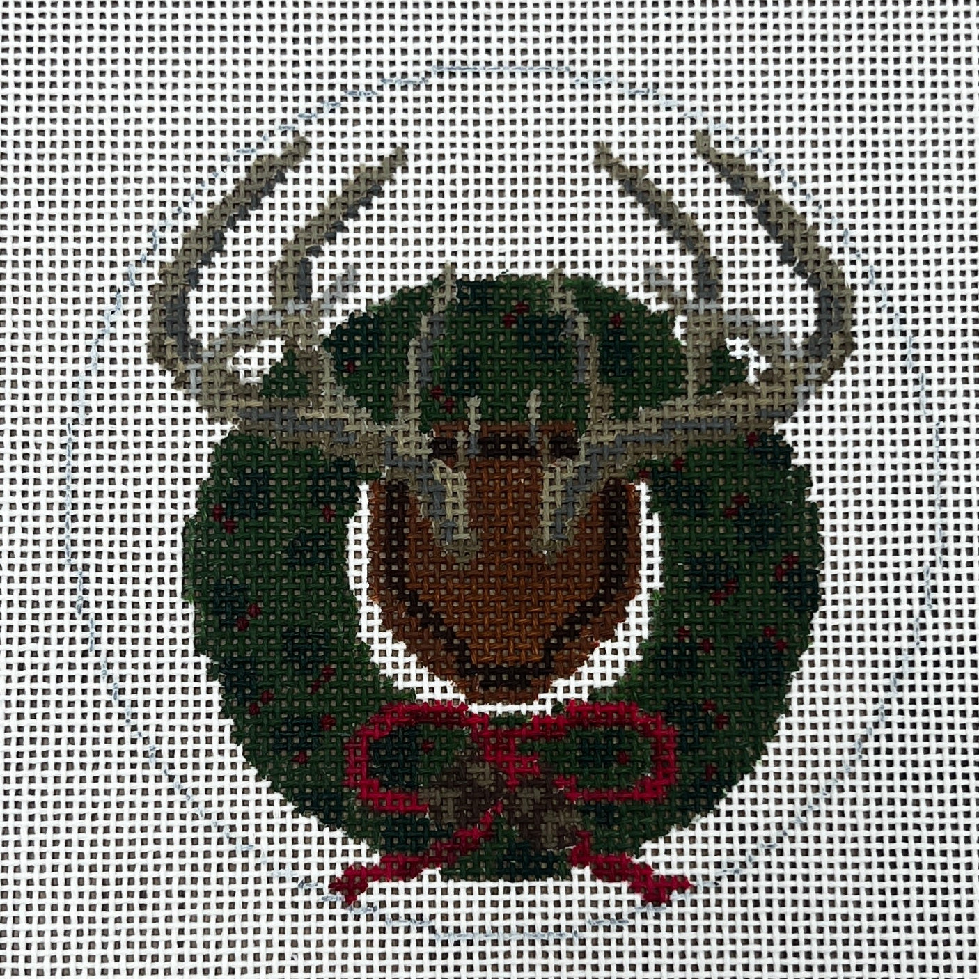 Whitetail Antlers w/ Holly Wreath
