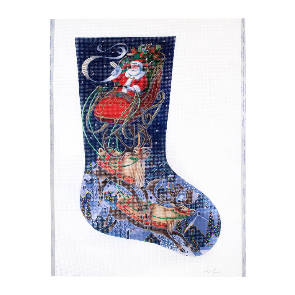 Santa Flying Through the Sky Stocking