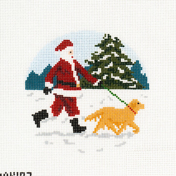 Sporty Santa - Dog Walking (Yellow Lab)