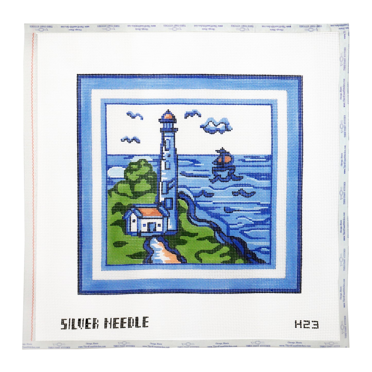 Blue Lighthouse Pillow