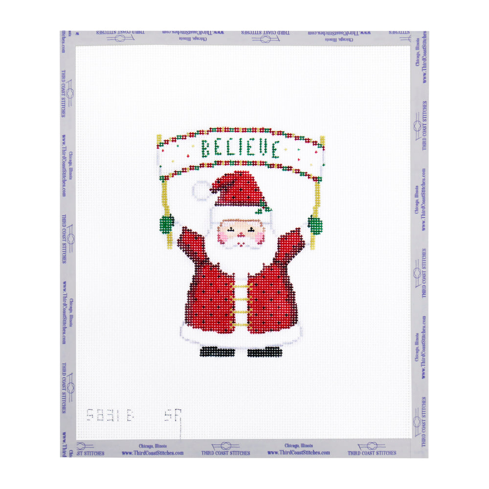 Santa with Believe Banner