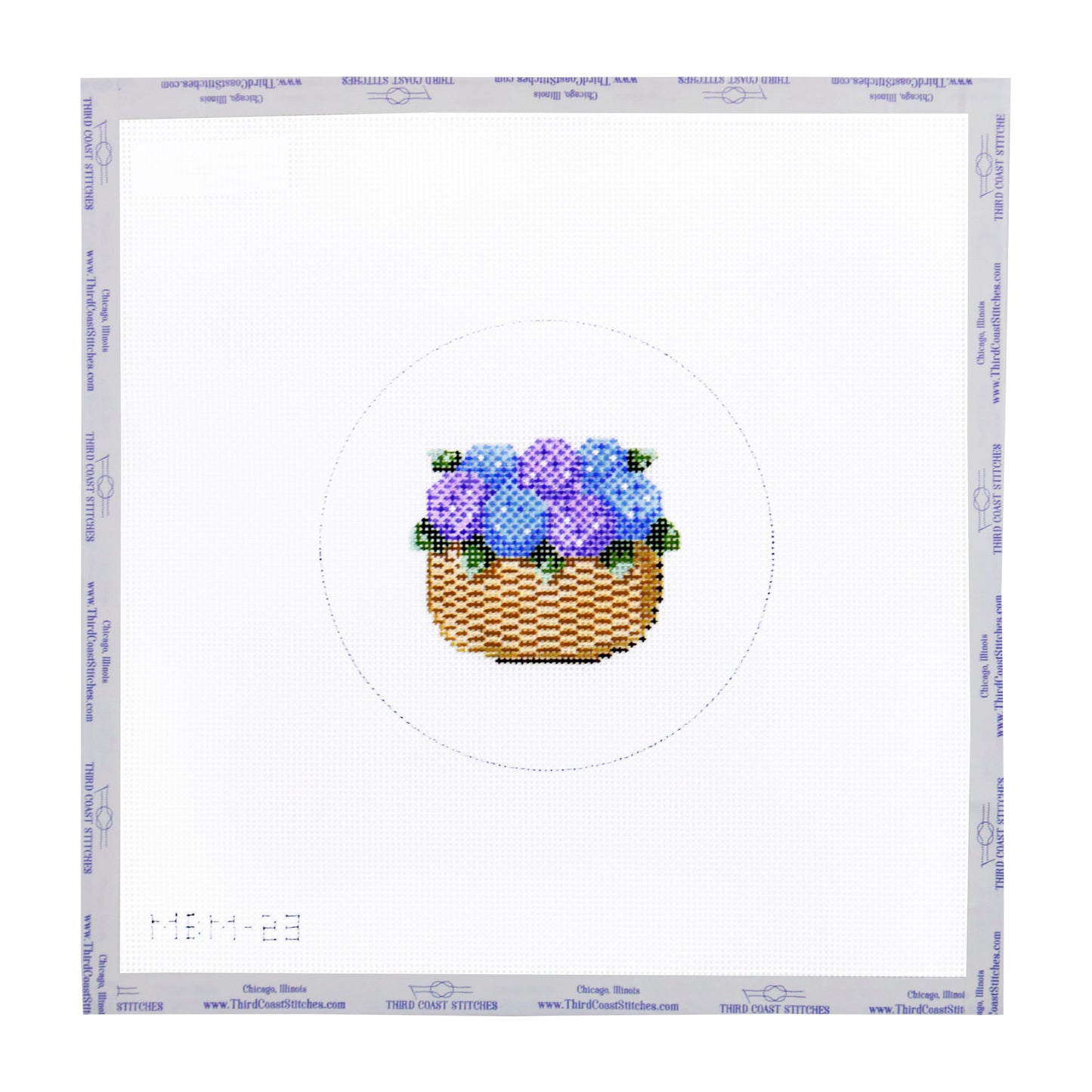 Nantucket Basket with Blue & Purple Hydrangeas