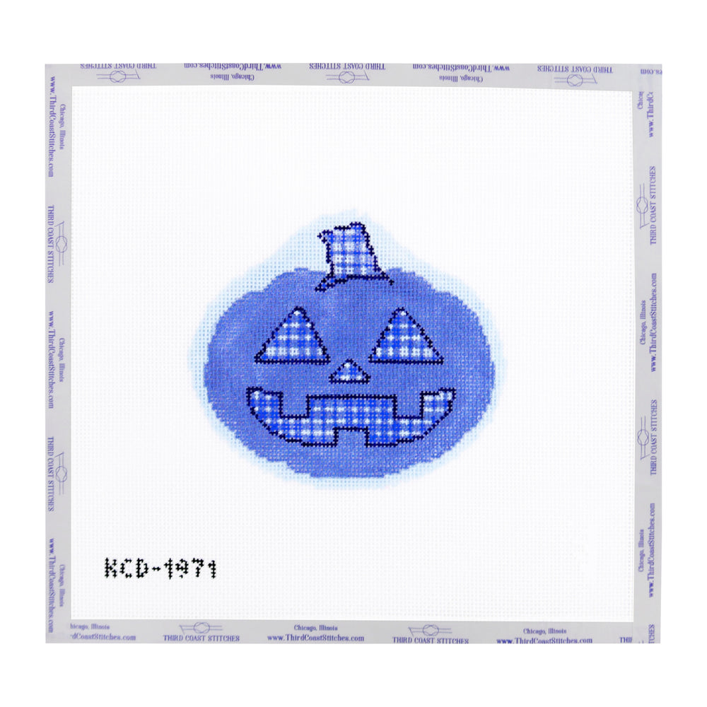 Blue Plaid Pumpkin Ornament