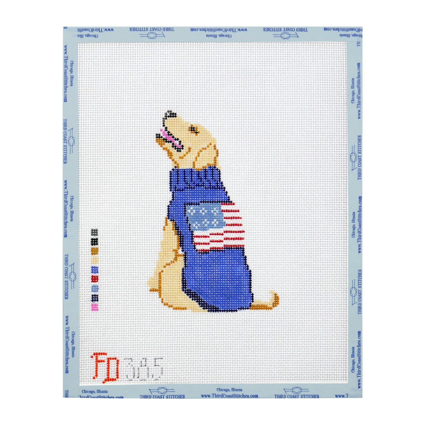 Yellow Lab in American Flag Sweater