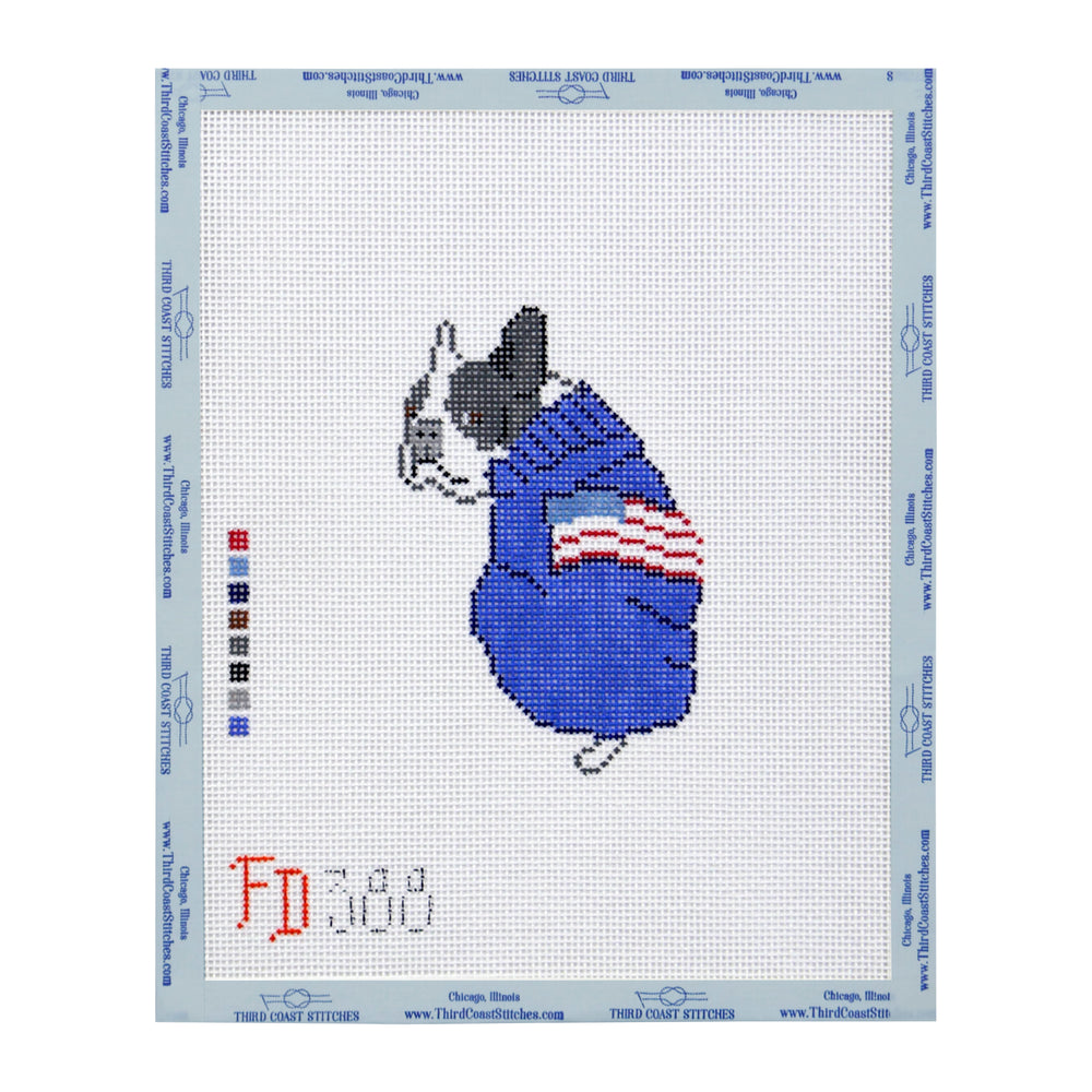 Frenchie in American Flag Sweater