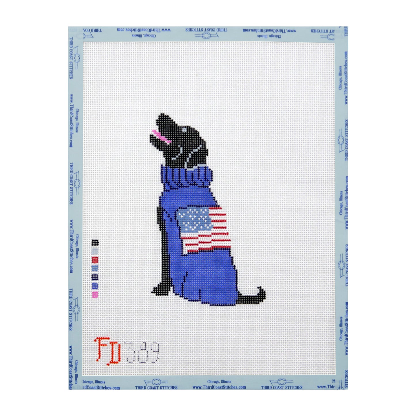 Black Lab in American Flag Sweater