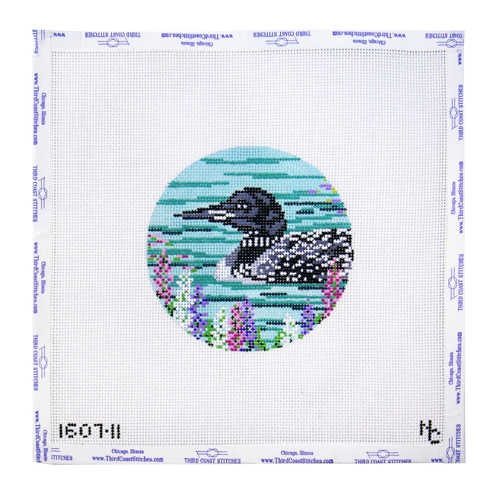 Loon with Flowers Round
