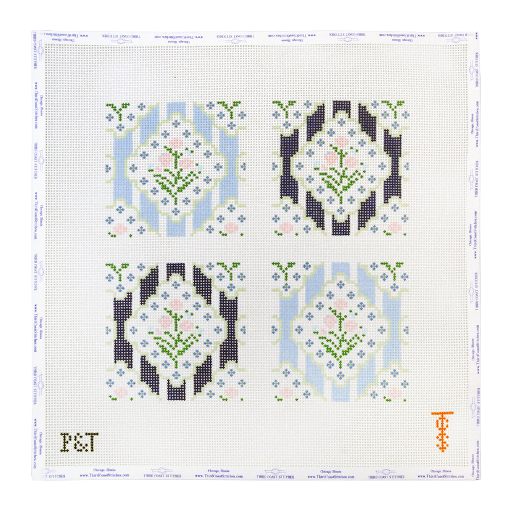 Striped Floral Coaster Set