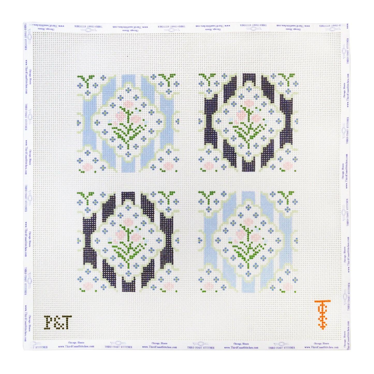 Striped Floral Coaster Set