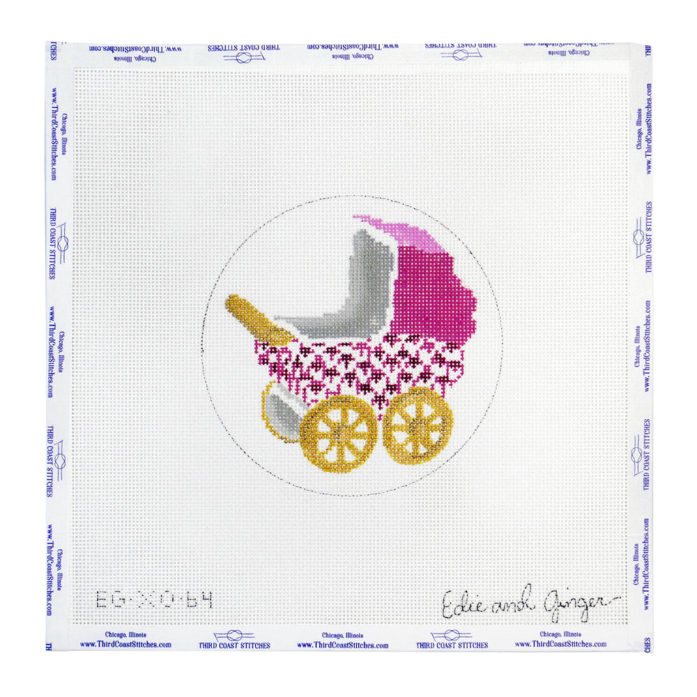 Herend Pink Baby Carriage