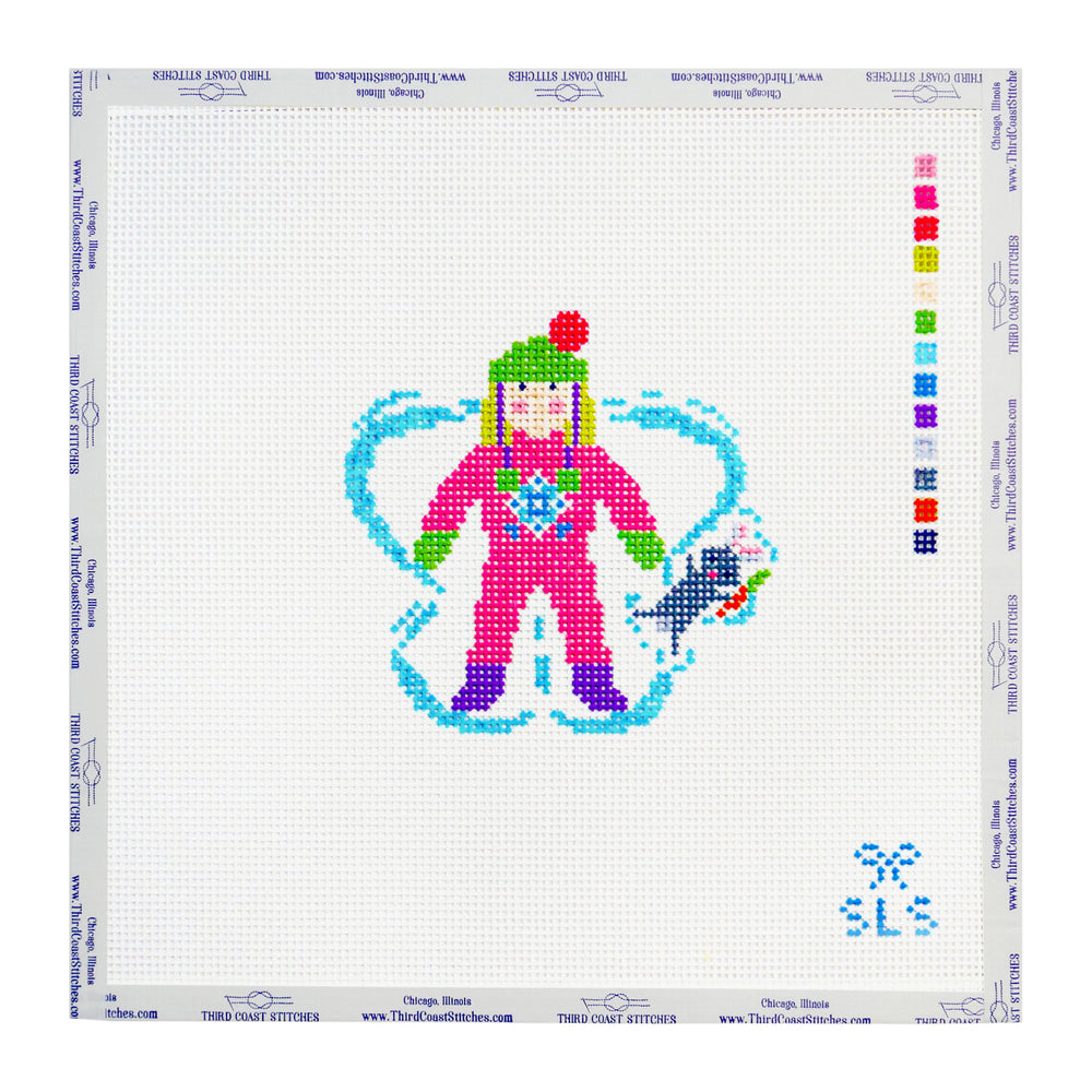 Snow Girl Boy with Bunny