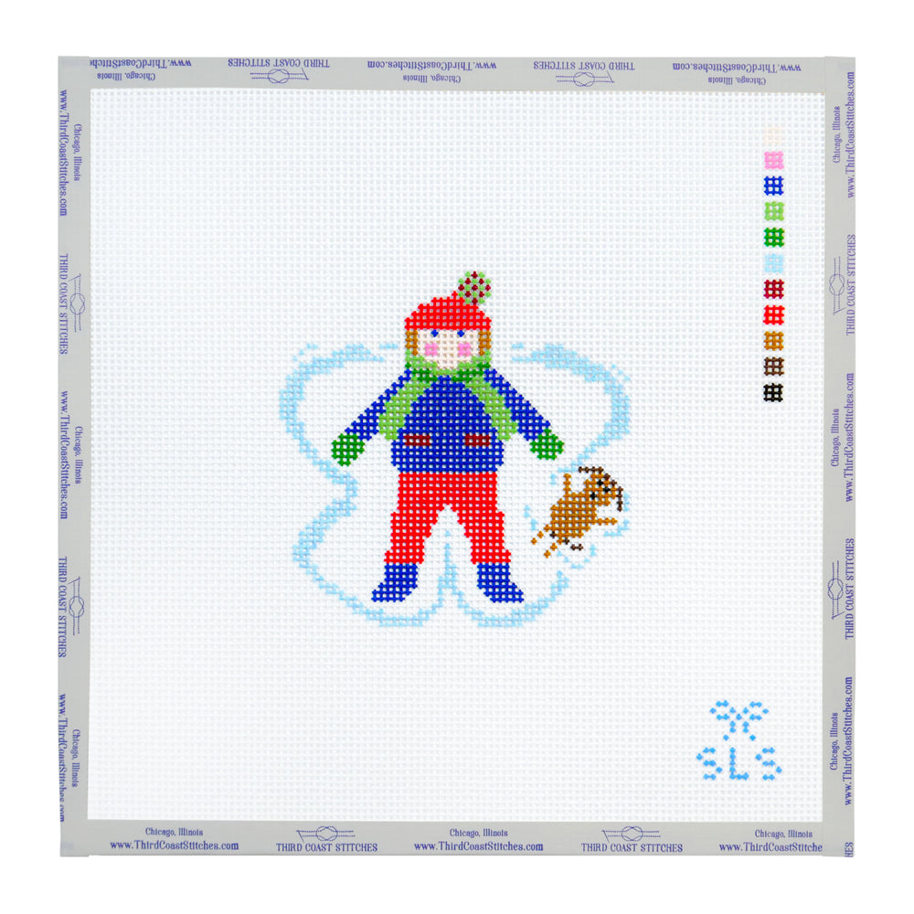 Snow Angel Boy with Dog