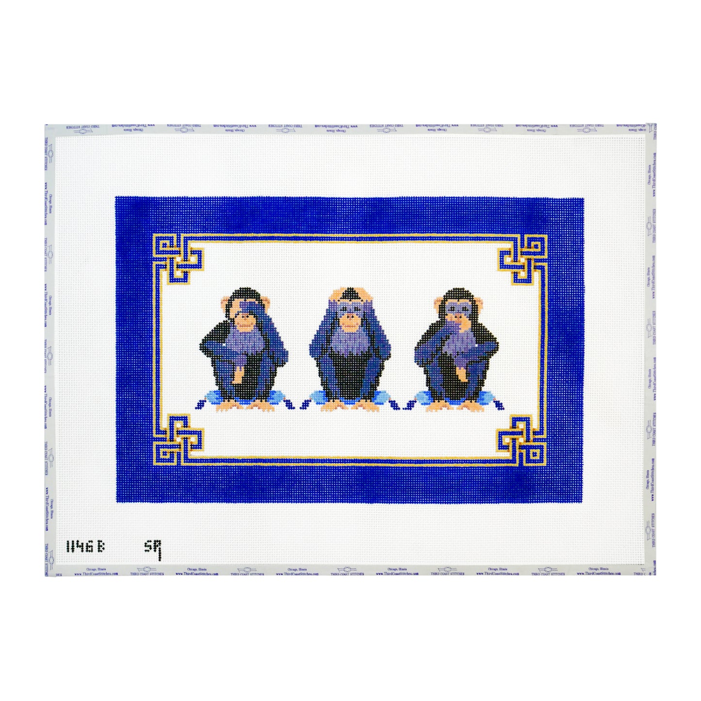 Hear, See, Speak No Evil Pillow: Blue