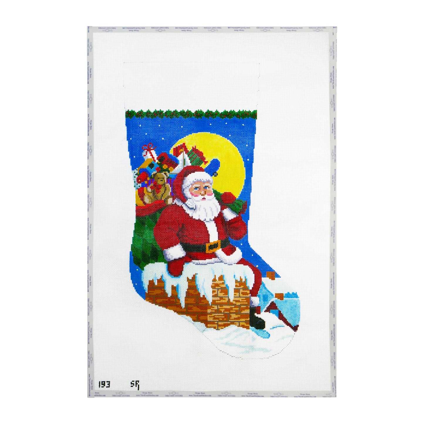 Santa Down the Chimney Stocking
